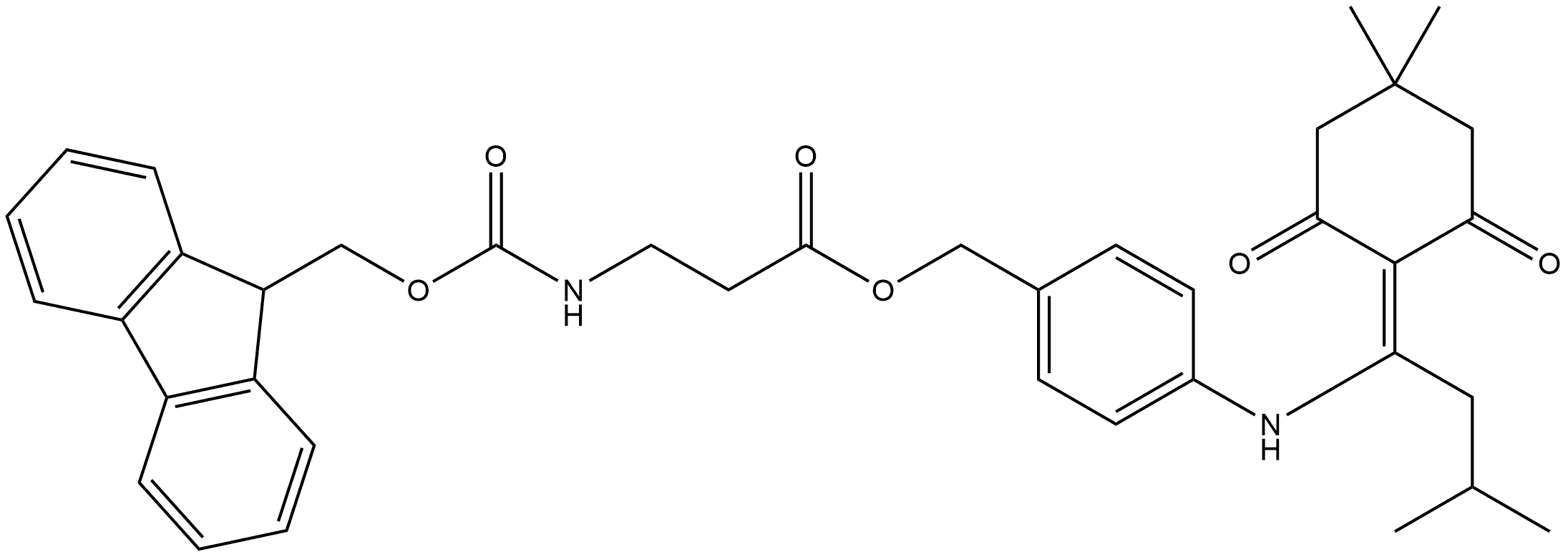 β-Alanine, N-[(9H-fluoren-9-ylmethoxy)carbonyl]-, [4-[[1-(4,4-dimethyl-2,6-dioxocyclohexylidene)-3-methylbutyl]amino]phenyl]methyl ester Structure