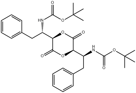 Carbamic acid, [[(2R,5R)-3,6-dioxo-1,4-dioxane-2,5-diyl]bis[(1S)-2-phenylethylidene]]bis-, bis(1,1-dimethylethyl) ester (9CI) Struktur