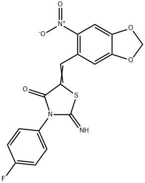 3-(4-Fluorophenyl)-2-imino-5-((6-nitrobenzo[d][1,3]dioxol-5-yl)methylene)thiazolidin-4-one Structure