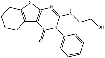 2-(2-hydroxyethylamino)-3-phenyl-5,6,7,8-tetrahydro-[1]benzothiolo[2,3-d]pyrimidin-4-one 结构式