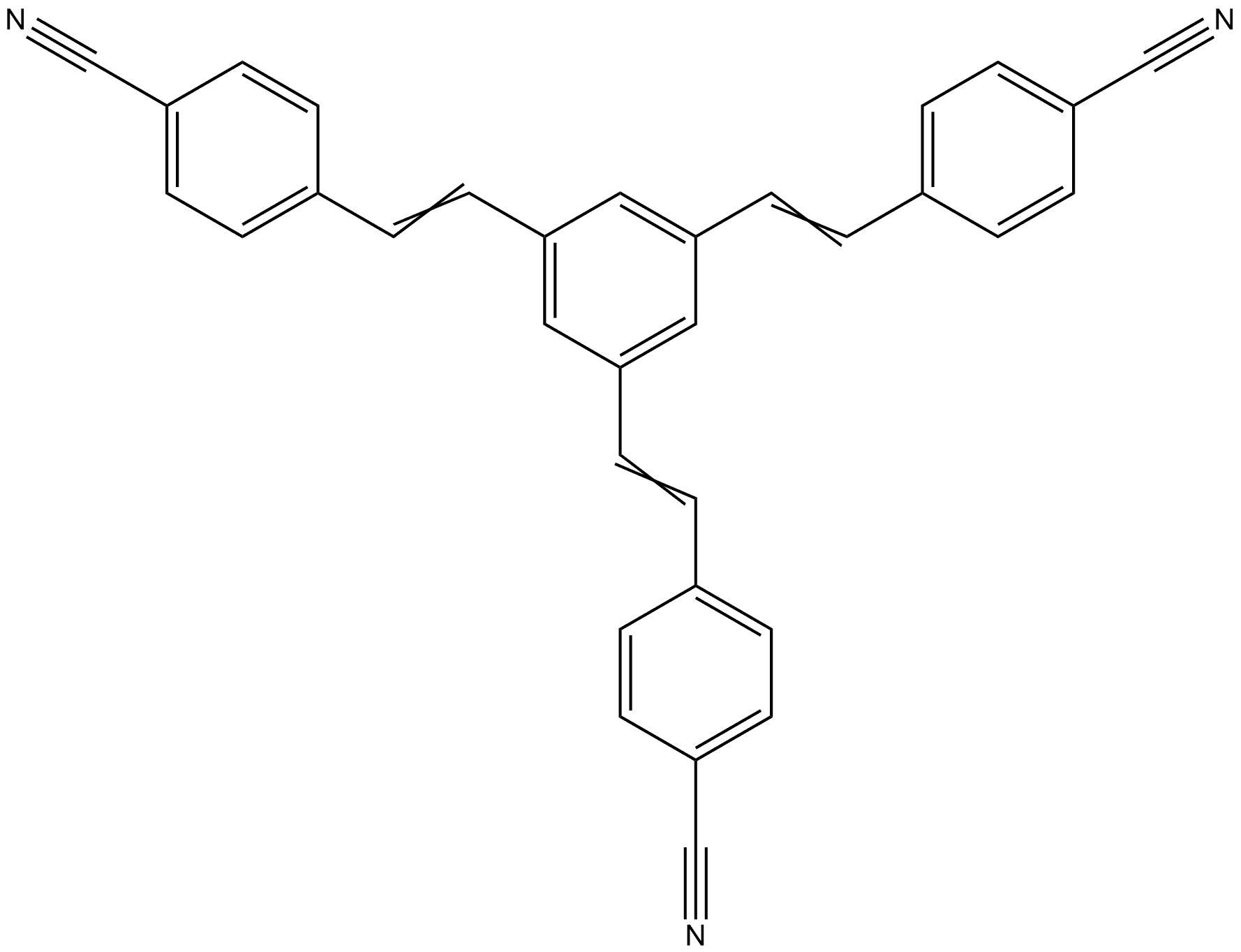 Benzonitrile, 4,4',4''-[1,3,5-benzenetriyltri-(1E)-2,1-ethenediyl]tris- (9CI) Structure