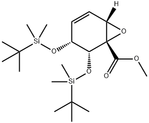 7-Oxabicyclo[4.1.0]hept-4-ene-1-carboxylic acid, 2,3-bis[[(1,1-dimethylethyl)dimethylsilyl]oxy]-, methyl ester, (1S,2R,3R,6S)- Structure