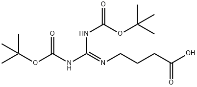 4-[Bis[(2-methylpropan-2-yl)oxycarbonylamino]methylideneamino]butanoic acid 化学構造式