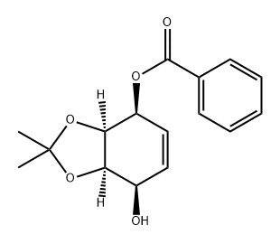 1,3-Benzodioxole-4,7-diol, 3a,4,7,7a-tetrahydro-2,2-dimethyl-, 4-benzoate, (3aS,4S,7R,7aR)- Structure