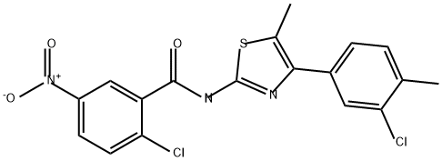 Benzamide, 2-chloro-N-[4-(3-chloro-4-methylphenyl)-5-methyl-2-thiazolyl]-5-nitro- 化学構造式