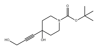 1-Piperidinecarboxylic acid, 4-hydroxy-4-(3-hydroxy-1-propyn-1-yl)-, 1,1-dimethylethyl ester Structure