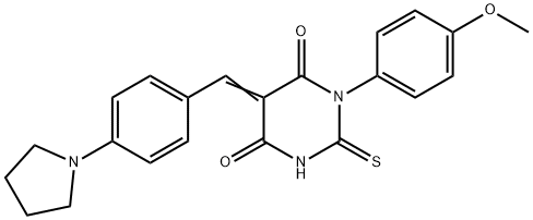 (5E)-1-(4-methoxyphenyl)-5-[(4-pyrrolidin-1-ylphenyl)methylidene]-2-sulfanylidene-1,3-diazinane-4,6-dione Struktur