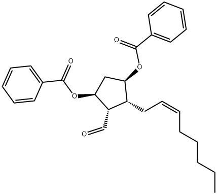 Cyclopentanecarboxaldehyde, 3,5-bis(benzoyloxy)-2-(2Z)-2-octen-1-yl-, (1S,2R,3R,5S)- Structure