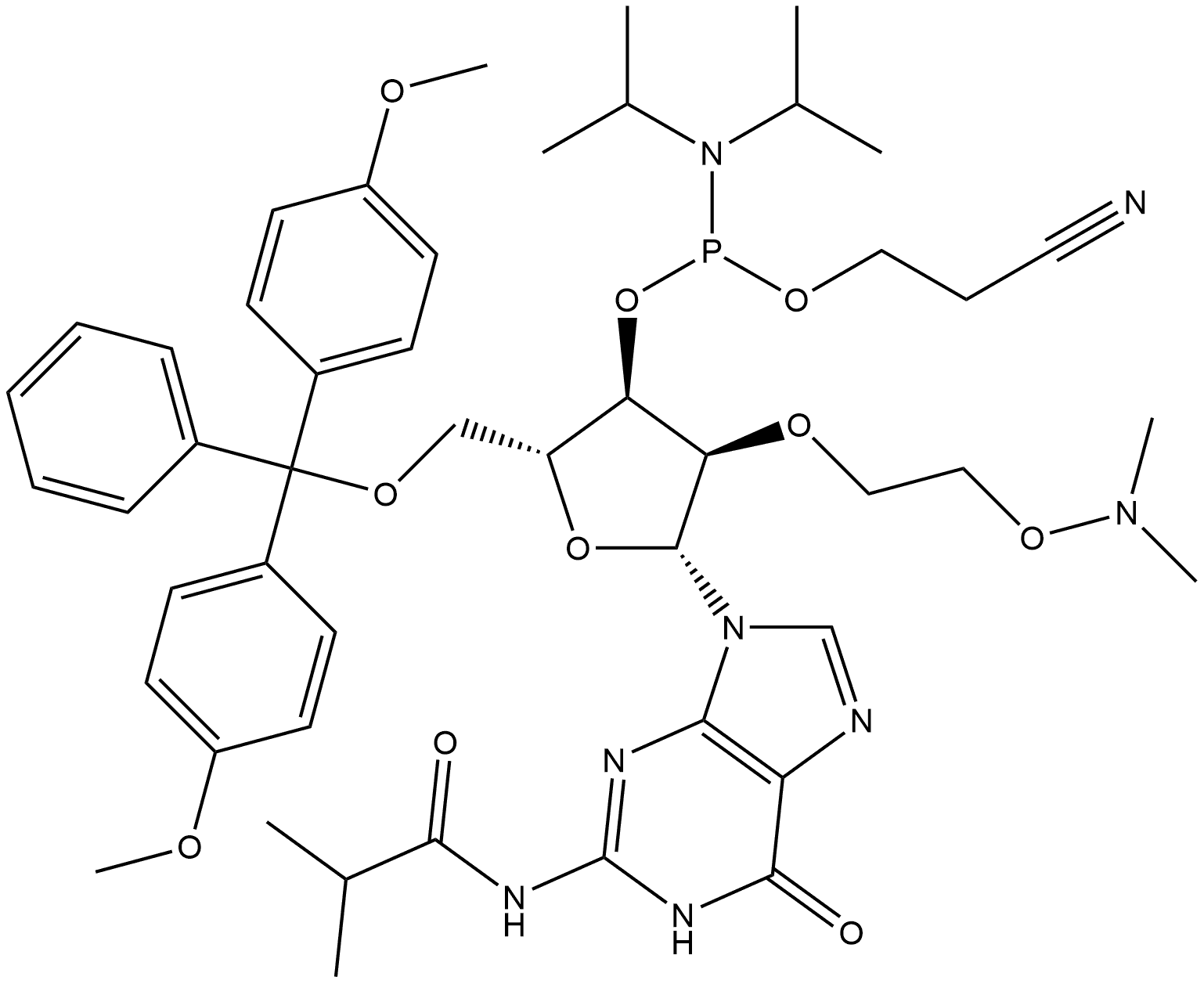 Guanosine, 5′-O-[bis(4-methoxyphenyl)phenylmethyl]-2′-O-[2-[(dimethylamino)oxy]ethyl]-N-(2-methyl-1-oxopropyl)-, 3′-[2-cyanoethyl bis(1-methylethyl)phosphoramidite]|