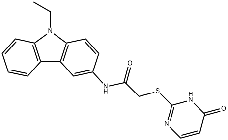 Acetamide, 2-[(1,6-dihydro-6-oxo-2-pyrimidinyl)thio]-N-(9-ethyl-9H-carbazol-3-yl)- 化学構造式