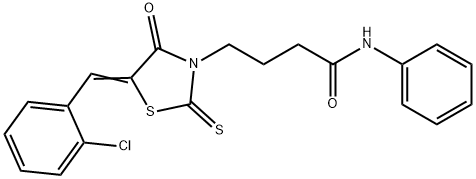 4-[(5Z)-5-[(2-chlorophenyl)methylidene]-4-oxo-2-sulfanylidene-1,3-thiazolidin-3-yl]-N-phenylbutanamide 结构式