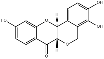 rel-6aα*,12aβ*-ジヒドロ-3,4,10-トリヒドロキシ[2]ベンゾピラノ[4,3-b][1]ベンゾピラン-7(5H)-オン 化学構造式