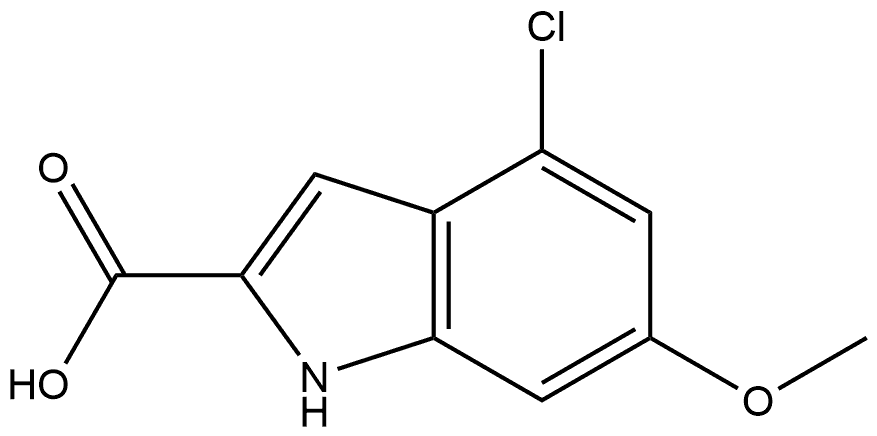 4-氯-6-甲氧基吲哚-2-甲酸 结构式