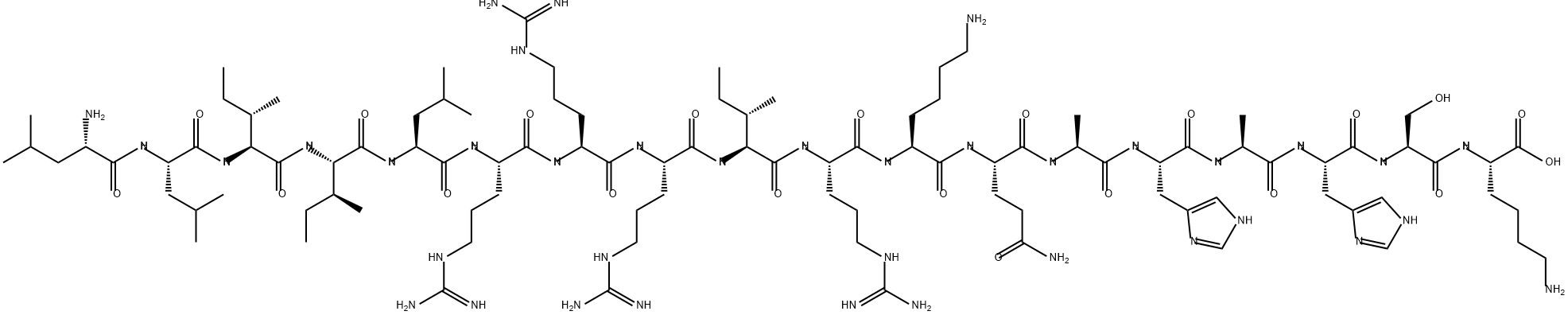 L-Lysine, L-leucyl-L-leucyl-L-isoleucyl-L-isoleucyl-L-leucyl-L-arginyl-L-arginyl-L-arginyl-L-isoleucyl-L-arginyl-L-lysyl-L-glutaminyl-L-alanyl-L-histidyl-L-alanyl-L-histidyl-L-seryl-|血管内皮钙粘蛋白多肽