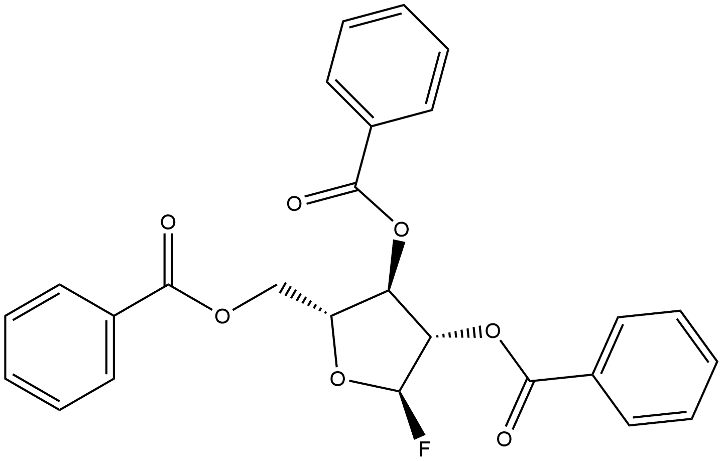α-D-Arabinofuranosyl fluoride, 2,3,5-tribenzoate 化学構造式