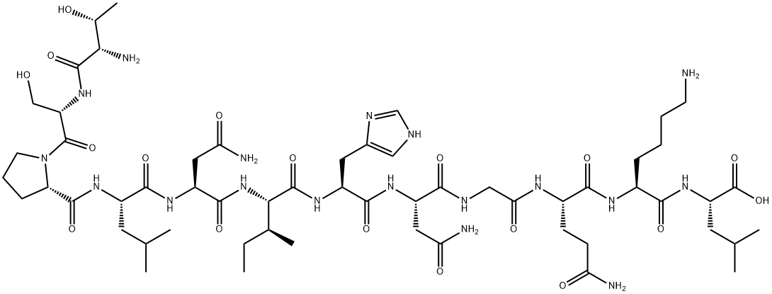 L-Leucine, L-threonyl-L-seryl-L-prolyl-L-leucyl-L-asparaginyl-L-isoleucyl-L-histidyl-L-asparaginylglycyl-L-glutaminyl-L-lysyl- Struktur