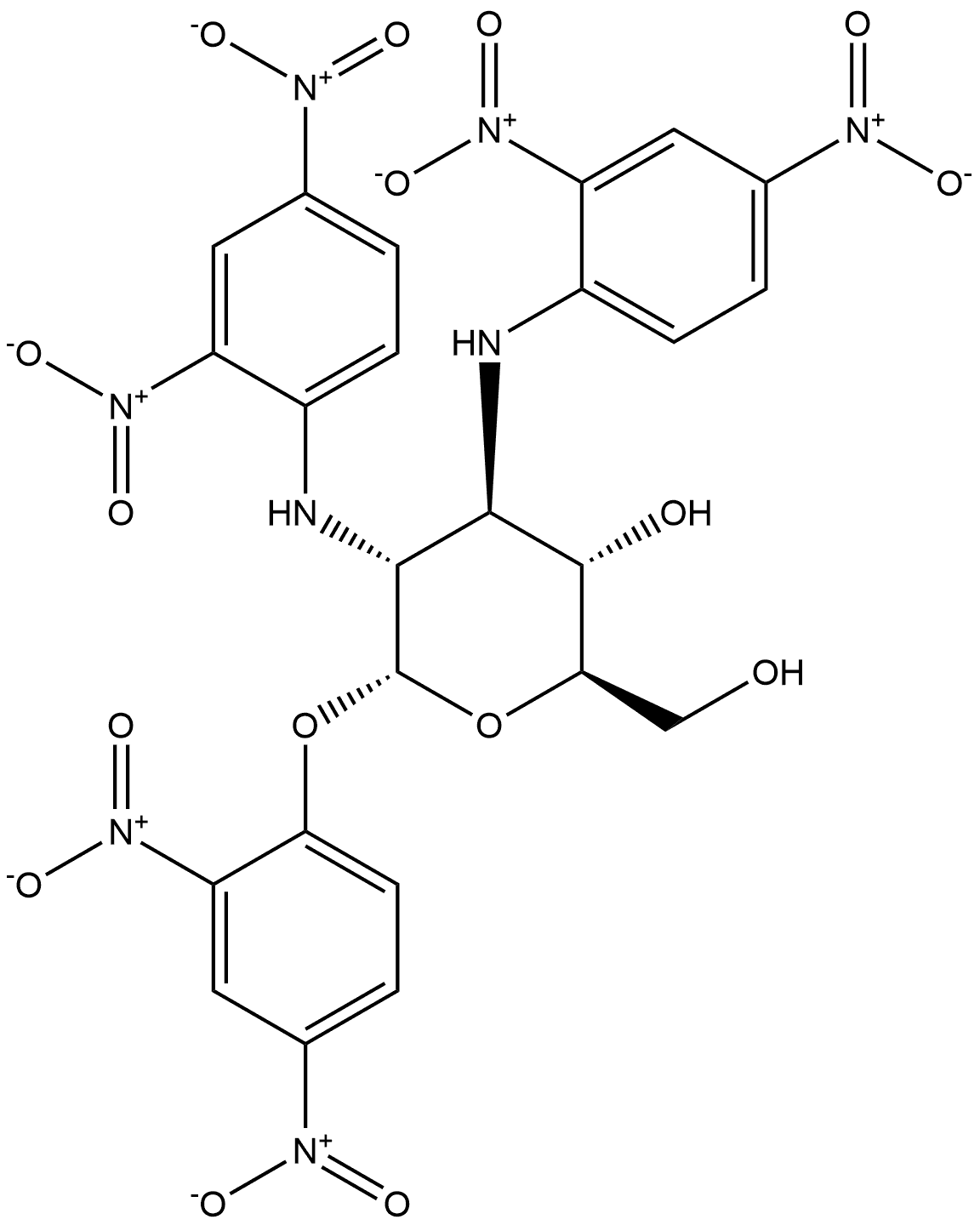 α-D-Glucopyranoside, 2,4-dinitrophenyl 2,3-dideoxy-2,3-bis[(2,4-dinitrophenyl)amino]- Struktur