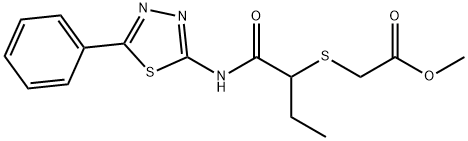 Acetic acid, 2-[[1-[[(5-phenyl-1,3,4-thiadiazol-2-yl)amino]carbonyl]propyl]thio]-, methyl ester Structure