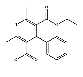 3,5-Pyridinedicarboxylic acid, 1,4-dihydro-2,6-dimethyl-4-phenyl-, 3-ethyl 5-methyl ester Structure