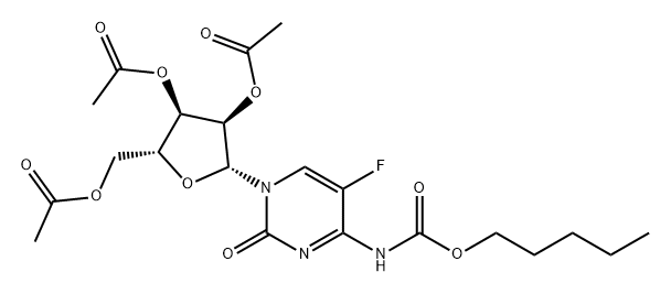 Cytidine, 5-fluoro-N-[(pentyloxy)carbonyl]-, 2',3',5'-triacetate Structure