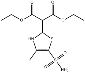 Propanedioic acid, 2-[5-(aminosulfonyl)-4-methyl-2(3H)-thiazolylidene]-, 1,3-diethyl ester 化学構造式