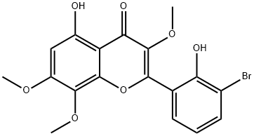 4H-1-Benzopyran-4-one, 2-(3-bromo-2-hydroxyphenyl)-5-hydroxy-3,7,8-trimethoxy- 化学構造式