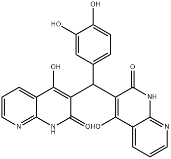 1,8-Naphthyridin-2(1H)-one,3,3-[(3,4-dihydroxyphenyl)methylene]bis[4-hydroxy-(9CI) Struktur