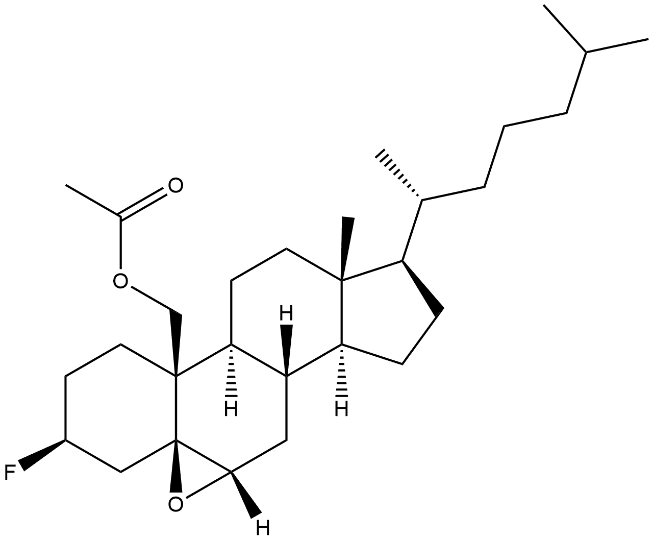 5,6β-Epoxy-3β-fluoro-5β-cholestan-19-ol acetate Struktur