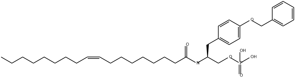 9-Octadecenamide, N-[(1S)-1-[[4-(phenylmethoxy)phenyl]methyl]-2-(phosphonooxy)ethyl]-, (9Z)- Struktur