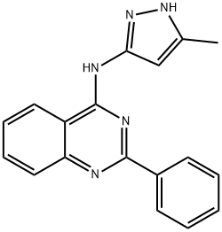 N-(5-甲基-1H-吡唑-3-基)-2-苯基-4-喹唑啉胺, 404828-14-4, 结构式