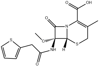 5-Thia-1-azabicyclo[4.2.0]oct-2-ene-2-carboxylic acid, 7-methoxy-3-methyl-8-oxo-7-[(2-thienylacetyl)amino]-, (6R-cis)- (9CI) Structure