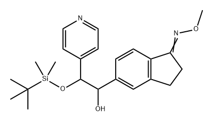 1H-Inden-1-one, 5-[2-[[(1,1-dimethylethyl)dimethylsilyl]oxy]-1-hydroxy-2-(4-pyridinyl)ethyl]-2,3-dihydro-, O-methyloxime Structure