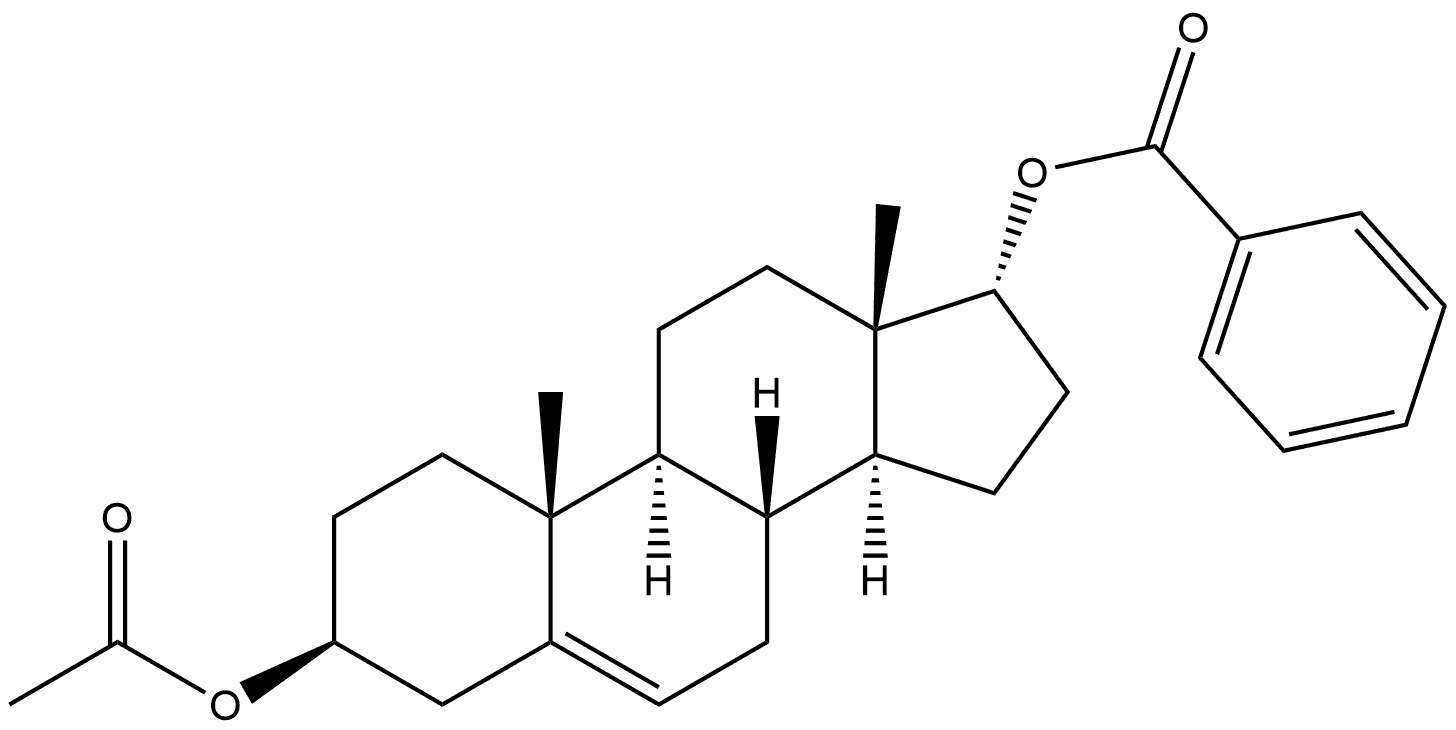 Androst-5-ene-3,17-diol, 3-acetate 17-benzoate, (3β,17α)- (9CI) 化学構造式
