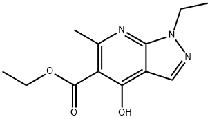 1H-Pyrazolo[3,4-b]pyridine-5-carboxylic acid, 1-ethyl-4-hydroxy-6-methyl-, ethyl ester 化学構造式