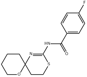 4-Fluoro-N-(7-oxa-3-thia-1-azaspiro[5.5]undec-1-en-2-yl)benzamide Structure