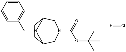 3,8-Diazabicyclo[3.2.1]octane-3-carboxylic acid, 8-(phenylmethyl)-, 1,1-dimethylethyl ester, hydrochloride (1:1) 结构式