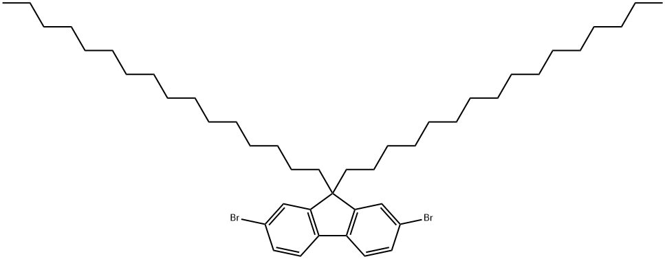 2,7-ジブロモ-9,9-ジヘキサデシル-9H-フルオレン 化学構造式