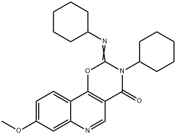 3,4-Dihydro-2-cyclohexylimino-3-cyclohexyl-8-methoxy-4-oxo-2H-1,3-oxaz in[5,6-c]quinoline,41957-77-1,结构式