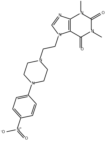 1H-Purine-2,6-dione, 3,7-dihydro-1,3-dimethyl-7-[2-[4-(4-nitrophenyl)-1-piperazinyl]ethyl]- Structure