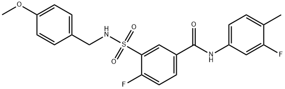 4-Fluoro-n-(3-fluoro-4-methylphenyl)-3-([(4-methoxyphenyl)methyl]sulfamoyl)benzamide 结构式