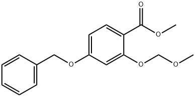 Benzoic acid, 2-(methoxymethoxy)-4-(phenylmethoxy)-, methyl ester Structure