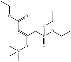 2-Butenoic acid, 4-(diethoxyphosphinyl)-3-[(trimethylsilyl)oxy]-, ethyl ester, (2E)- Struktur