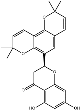 4H-1-Benzopyran-4-one, 2,3-dihydro-5,7-dihydroxy-2-(2,2,8,8-tetramethyl-2H,8H-benzo[1,2-b:3,4-b']dipyran-6-yl)-, (2S)- (9CI),426211-27-0,结构式