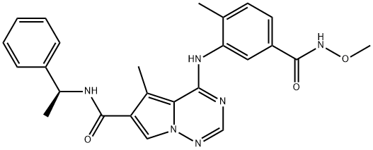 Pyrrolo[2,1-f][1,2,4]triazine-6-carboxaMide, 4-[[5-[(MethoxyaMino)carbonyl]-2-Methylphenyl]aMino]-5-Methyl-N-[(1S)-1-phenylethyl]- Structure