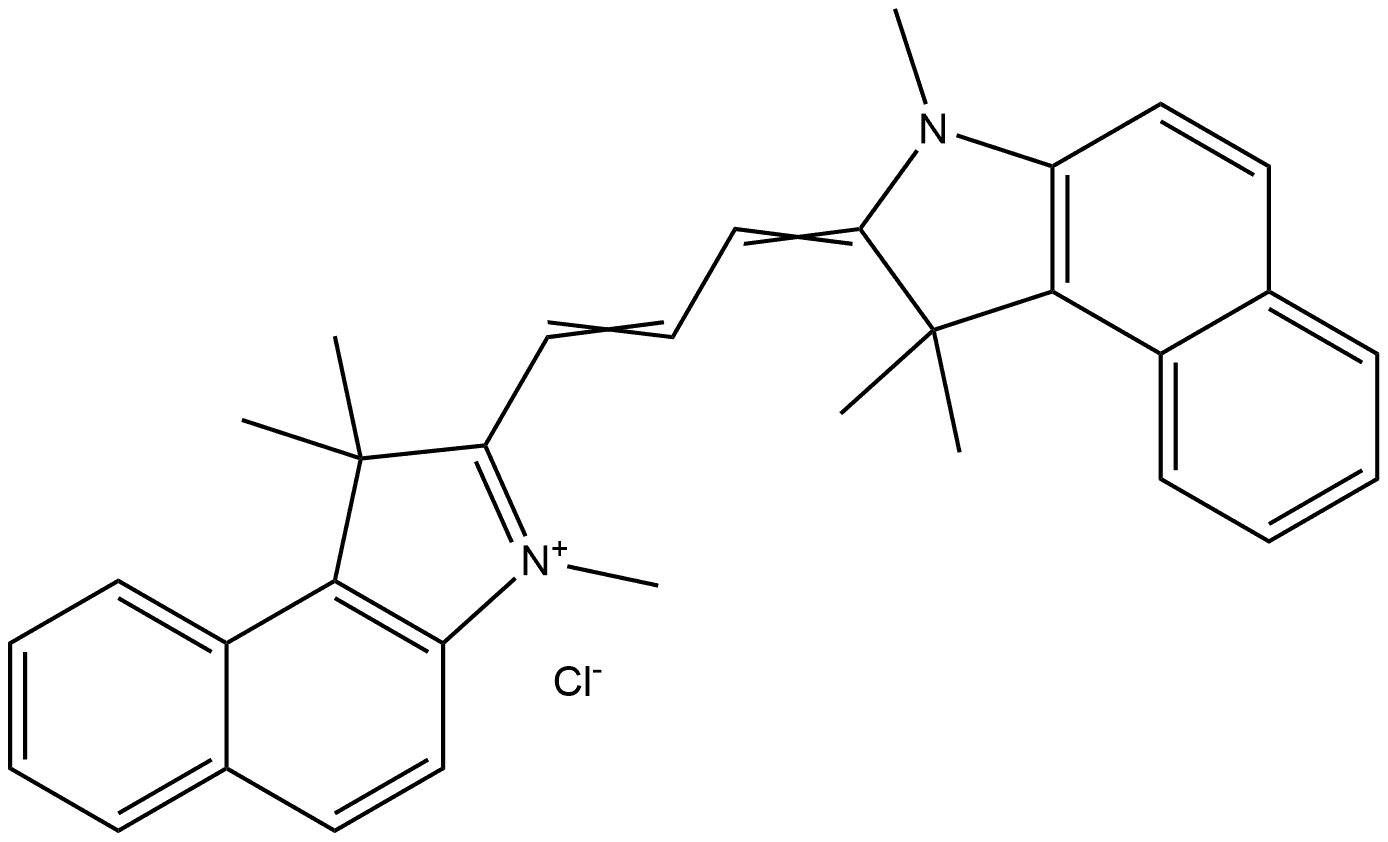 1H-Benz[e]indolium, 2-[3-(1,3-dihydro-1,1,3-trimethyl-2H-benz[e]indol-2-ylidene)-1-propen-1-yl]-1,1,3-trimethyl-, chloride (1:1),42849-61-6,结构式