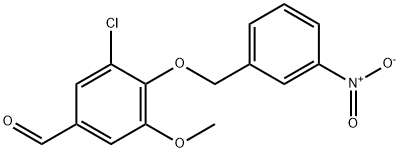 3-Chloro-5-methoxy-4-[(3-nitrobenzyl)oxy]benzaldehyde 化学構造式