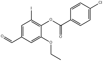 2-Ethoxy-4-formyl-6-iodophenyl 4-chlorobenzoate Struktur