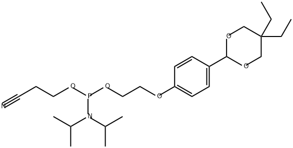 2-[4-(5,5-Diethyl-1,3-dioxan-2-yl)phenoxy]ethan-1-yl-[(2-cyanoethyl)-(N,N-diisopropyl)]-phosphoramidite Structure