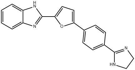 1H-Benzimidazole, 2-[5-[4-(4,5-dihydro-1H-imidazol-2-yl)phenyl]-2-furanyl]- Struktur