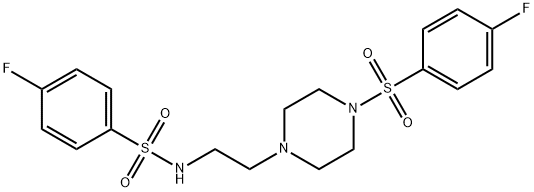 Benzenesulfonamide, 4-fluoro-N-[2-[4-[(4-fluorophenyl)sulfonyl]-1-piperazinyl]ethyl]- 化学構造式